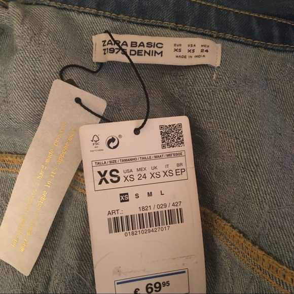 Zara Floral Sequin Cropped Denim Jean Jacket XS - Picture 7 of 8